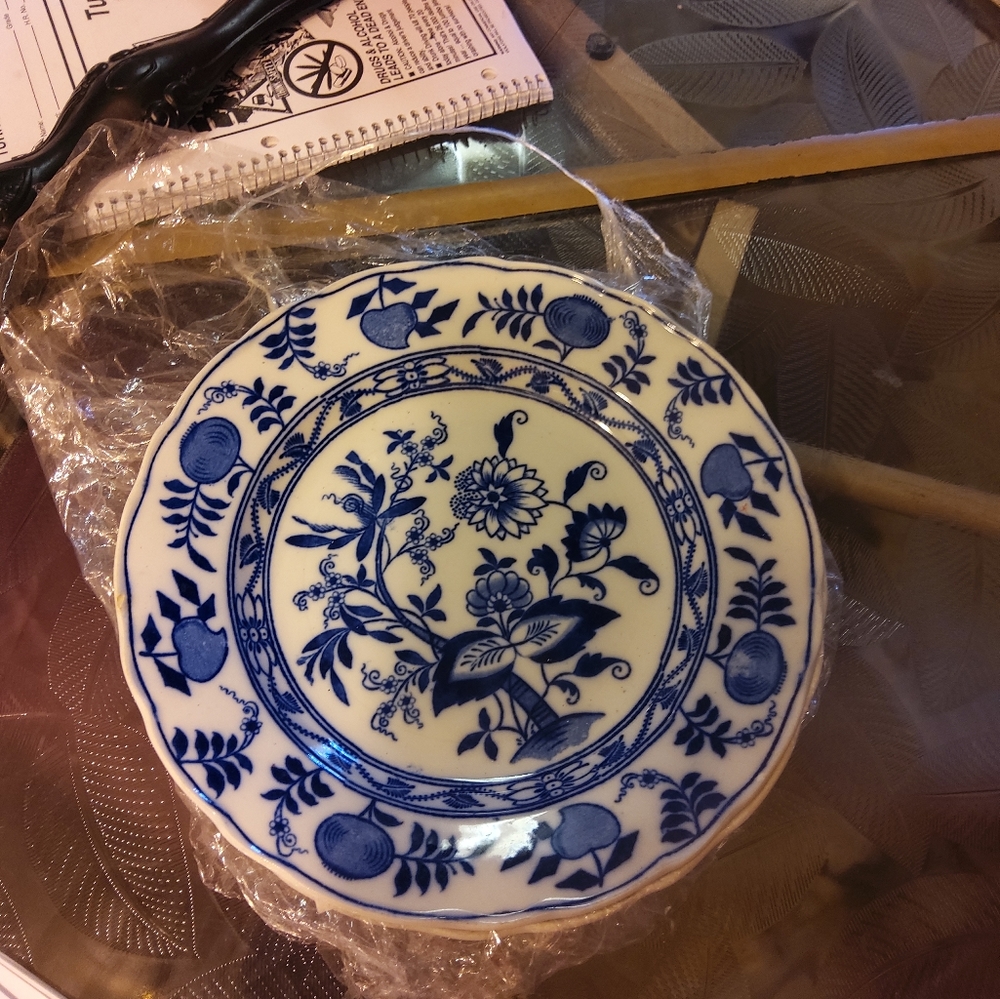 Two Meissen Blue Onion Rim Soup Bowls
